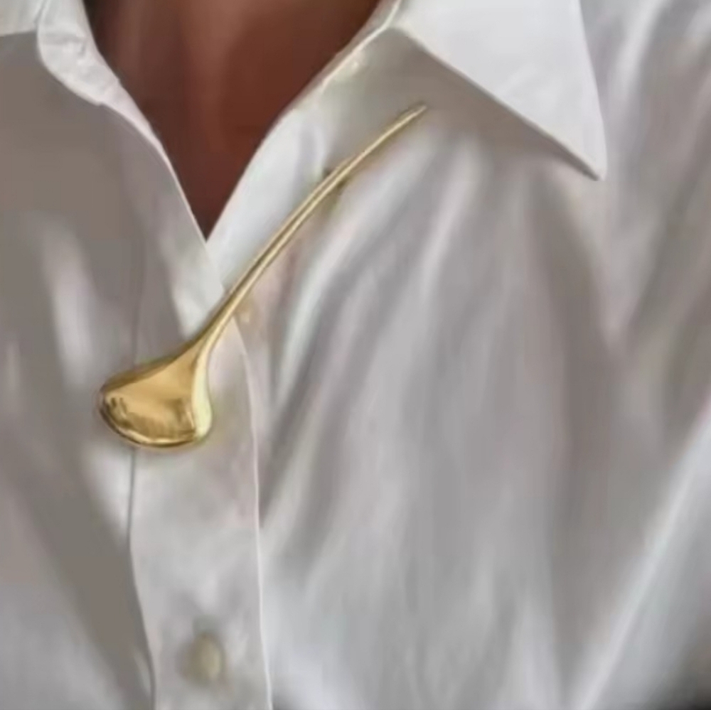 Gold Ginko Leaf Brooch Pin | Zara Sculptural NWOT